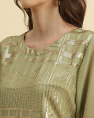 Green Sequened Kurta With Sharara And Sequened Ombre Dupatta