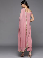 Women Mauve Straight Kurta With Tonal Ottom & Dupatta