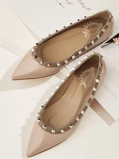 Stylish Studded Statement Beige Ballerinas For Women & Girls