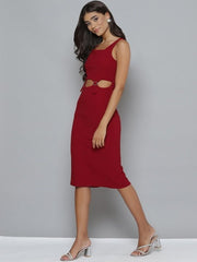 Sassafras - Women Textured Sheath Midi Dress