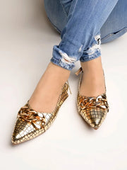 Ethnic Embellished Flat Golden Bellies For Women & Girls