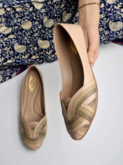 Stylish Striped Detailed Tan Bellies For Women & Girls