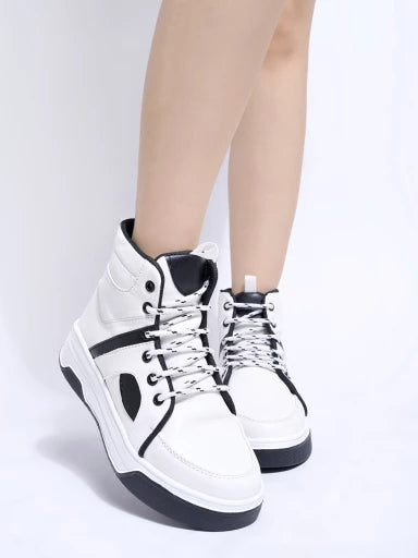 High Top White Chunky Sneakers For Women & Girls