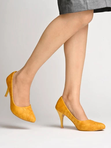 Classy Yellow Pointed Toe Pumps For Women & Girls