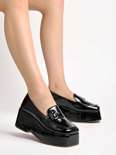 Stylish Patent Black Casual Shoes For Women & Girls