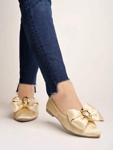 Oversized Bow Detailed Golden Bellies For Women & Girls