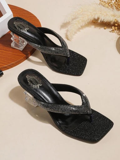 Stylish Western Embellished Black Heels For Women & Girls