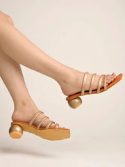 Ethnic Wear Golden Heels For Women & Girls