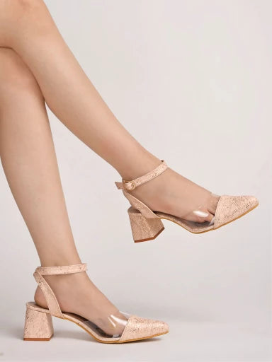 Stylish Ankle Strap Peach Pumps For Women & Girls