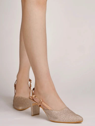 Embellished Ankle Strap Copper Pumps For Women & Girls