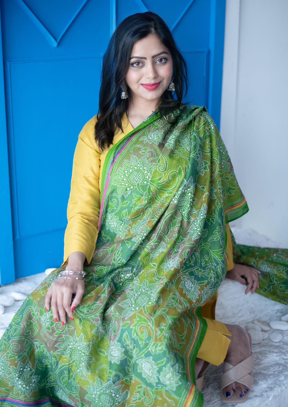 Kantha Work handcrafted Green