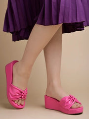 Shoetopia Stylish Crisscross Pink Wedges for Women & Girls