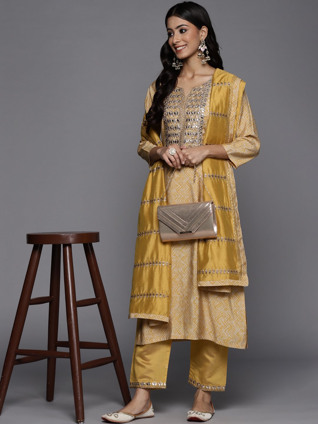 Digital Printed Embroidered Kurta With Straight Pant And Embroidered Dupatta