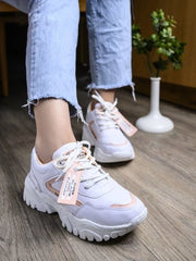 Women & Girls Peach Smart Casual Sneakers