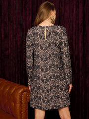 A-line mini Dress with Shoulder Pads in Lace Print