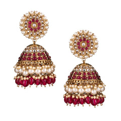 Subhadr-a Ruby Red Jhumki.