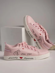 Womens & Girls Pink Stylish Lace Up Casual Sneakers