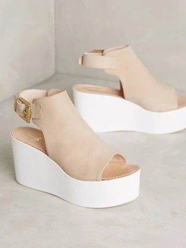 Stylish Peep Toe Cream Platform Heels For Women & Girls