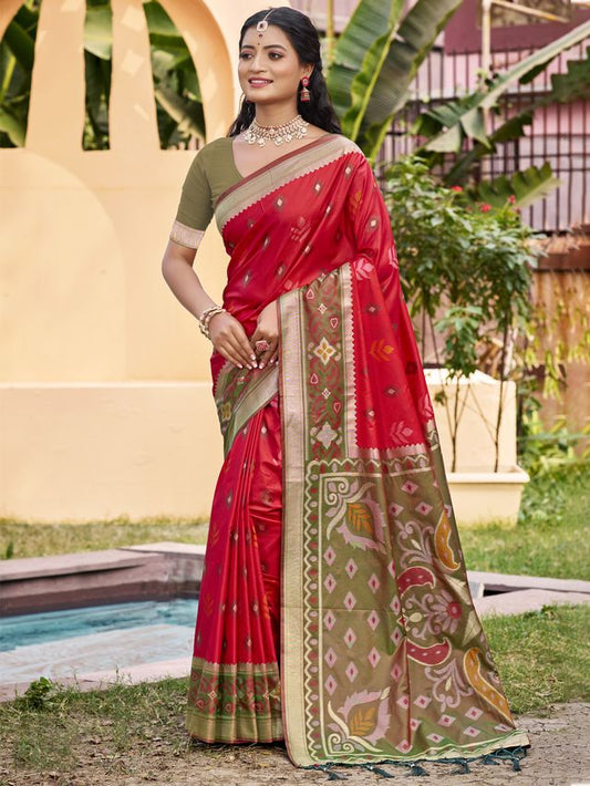 Silk Woven Work Festival Tassle Saree