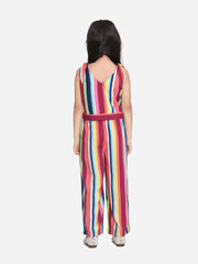 Girls Rainbow Stripe Crop Top and Palazzo Set