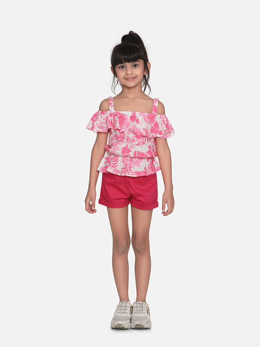 Girls Pink Cotton Top and Shorts Set