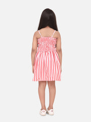 Girls Cotton Blend Pink Stripe Dress