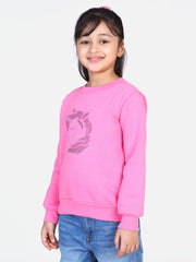 Girls Pink Crystal Unicorn embellished Winter sweatshirt