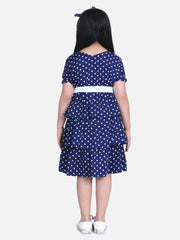 Girls Navy Polka Multi Tier Dress with belt