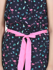 Girls Flamingo Printed Jumpsuit with Pink Belt