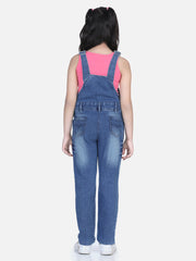 Girls Denim Dungaree with washed effect (T-shirt not included)