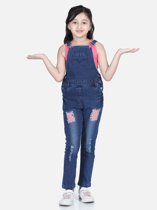 Girls Denim Dungaree with PatchWork Denim (T-Shirt not included)