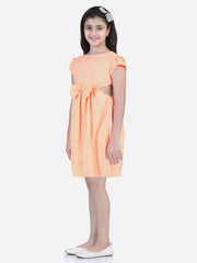 Girls Orange Check Side Slit Dress