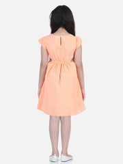 Girls Orange Check Side Slit Dress