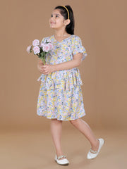 StyleStone Girls Floral Printed Tiered Dress