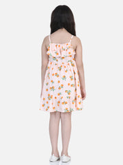 Girls Orange Print Dress