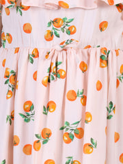 Girls Orange Print Dress