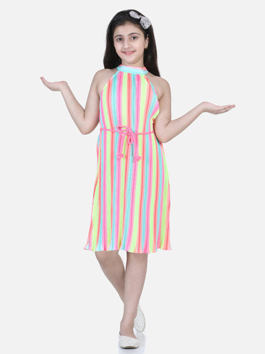 Girls Multi Coloured Pleated Dress