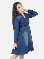 Girls Denim Long Sleeve Dress