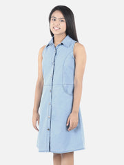 Girls Denim Ice Blue Dress