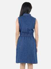 Girls Denim Sleeveless Fit & Flare Dress