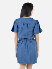 Girls Denim Dress with attached Tie knot style top