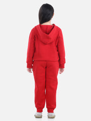 Girls Red Home S'Cool Printed Hooded Track Suit Set