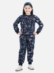 Girls Navy Base Splash Printed Track Suit Set