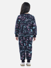 Girls Navy Base Splash Printed Track Suit Set