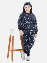 Girls Navy Base Splash Printed Track Suit Set