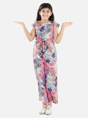 Girls Floral Printed Jumpsuit