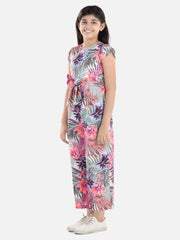 Girls Floral Printed Jumpsuit