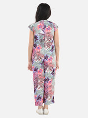 Girls Floral Printed Jumpsuit