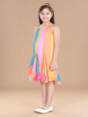 Girls Multi Coloured Printed Flap Dress