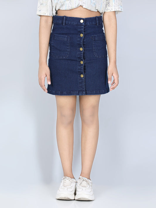 Girls Denim Skirt with front Buttons